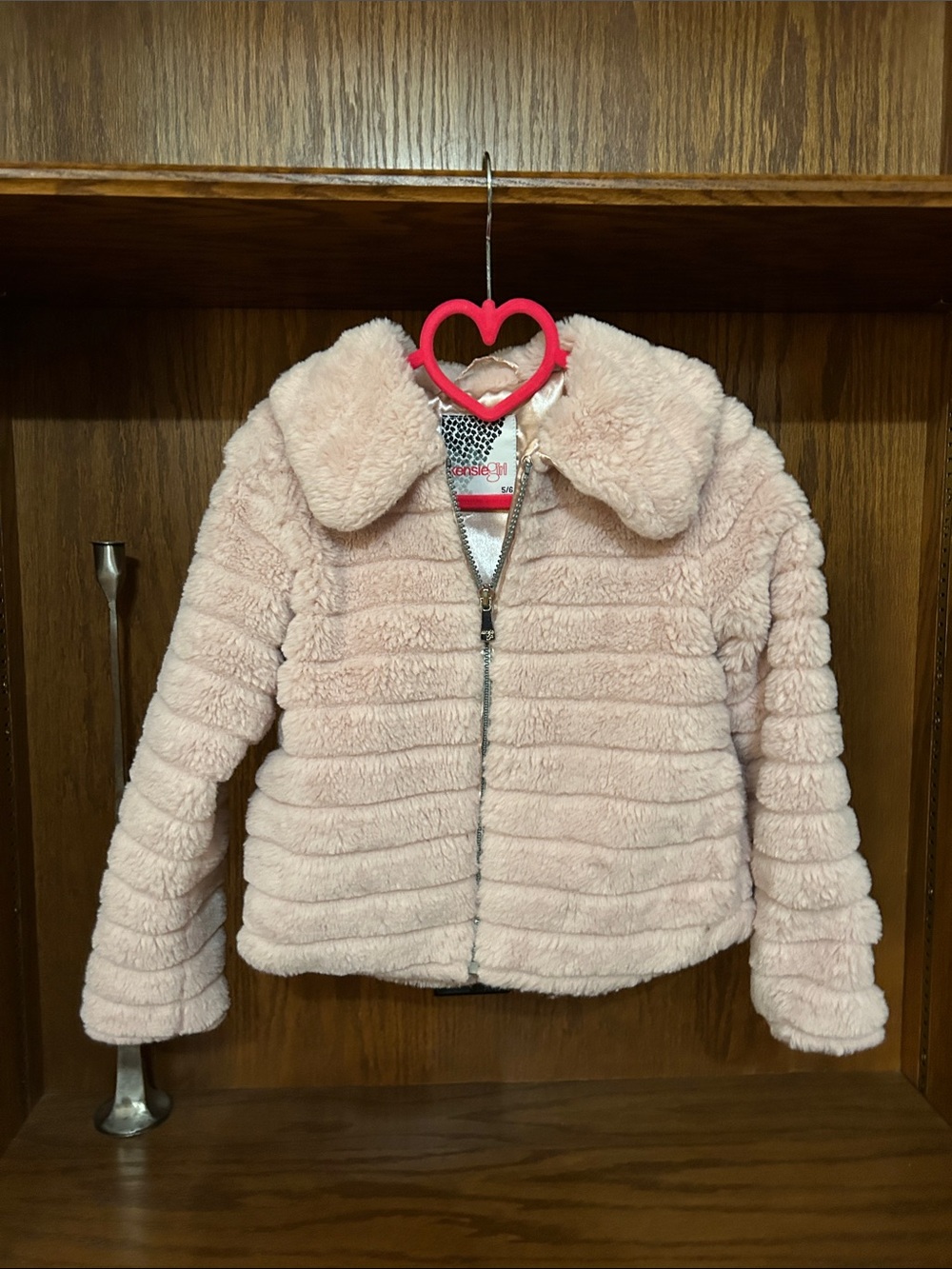 Kensie Blush Pink Faux Fur Zip-Up Jacket